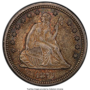 image for: 1877-CC 25C MS63 PCGS. CAC. PCGS Population: (128/183 and 1/16+). NGC Census: (84/139 and 2/6+). CDN: $900 Whsle. Bid for N...