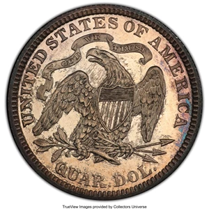 image for: 1882 25C PR64 Cameo PCGS. PCGS Population: (20/35 and 3/8+). NGC Census: (9/34 and 0/0+). PR64....