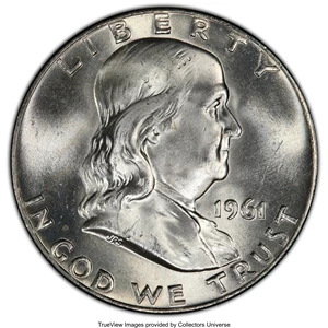 image for: 1961-D 50C MS65 Full Bell Lines PCGS. PCGS Population: (377/34 and 18/2+). NGC Census: (135/8 and 2/0+). CDN: $370 Whsle. B...
