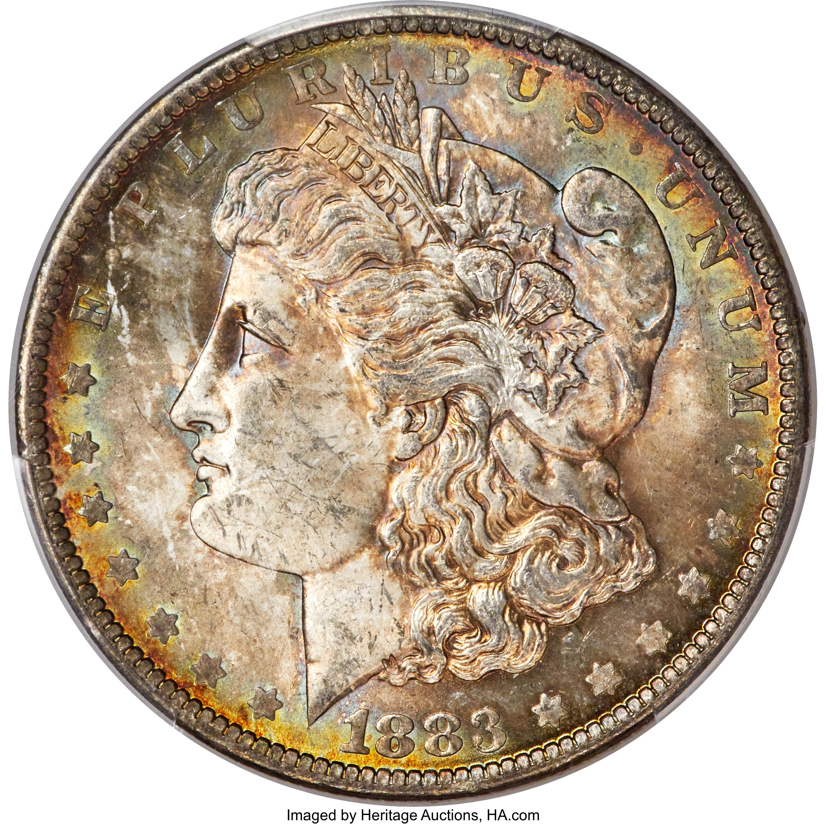 image for: 1883-O $1 Partial E on Reverse, VAM-36A, Hot 50, MS64 PCGS. PCGS Population: (70/30). NGC Census: (0/0). MS64. ...