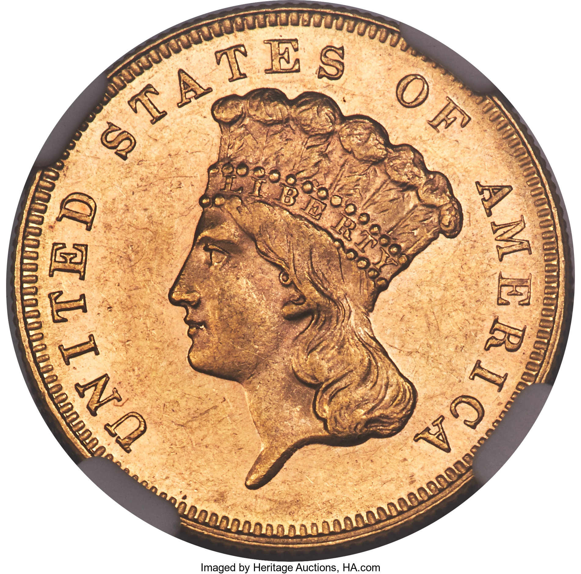 image for: 1883 $3 MS61 NGC. With a mintage of only 900 pieces, the 1883 three dollar gold piece is highly sought-after in all grades....