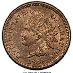 image for: 1860 1C Pointed Bust MS64 PCGS. CAC. PCGS Population: (165/59 and 6/8+). NGC Census: (43/11 and 2/0+). CDN: $825 Whsle. Bid...