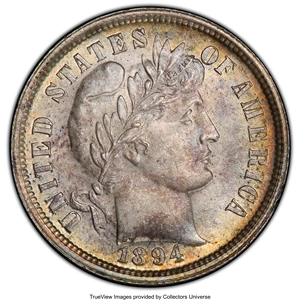 image for: 1894 10C MS65 PCGS. PCGS Population: (29/11 and 1/3+). NGC Census: (20/9 and 0/2+). CDN: $950 Whsle. Bid for NGC/PCGS MS65....