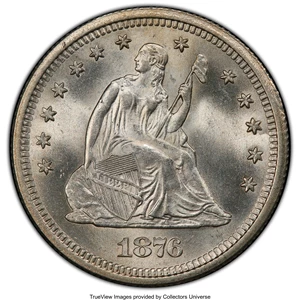 image for: 1876-S 25C MS65+ PCGS. PCGS Population: (26/8). NGC Census: (15/7). CDN: $1,350 Whsle. Bid for NGC/PCGS MS65. Mintage 8,596...