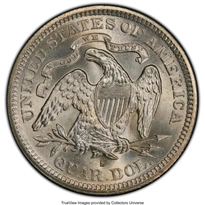 image for: 1876-S 25C MS65+ PCGS. PCGS Population: (26/8). NGC Census: (15/7). CDN: $1,350 Whsle. Bid for NGC/PCGS MS65. Mintage 8,596...