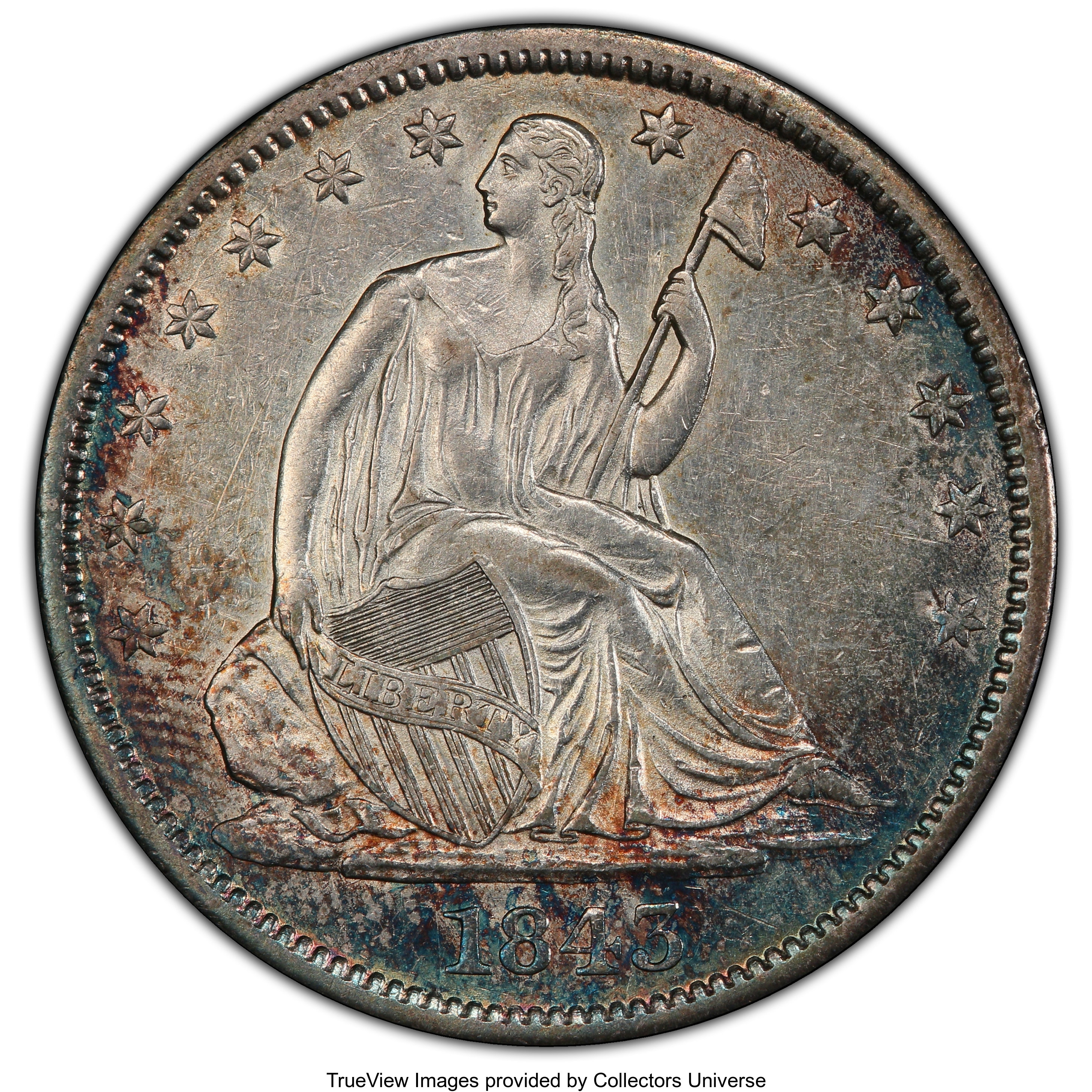 image for: 1843-O 50C AU53 PCGS. PCGS Population: (19/78 and 0/3+). NGC Census: (6/74 and 0/2+). CDN: $400 Whsle. Bid for NGC/PCGS AU5...