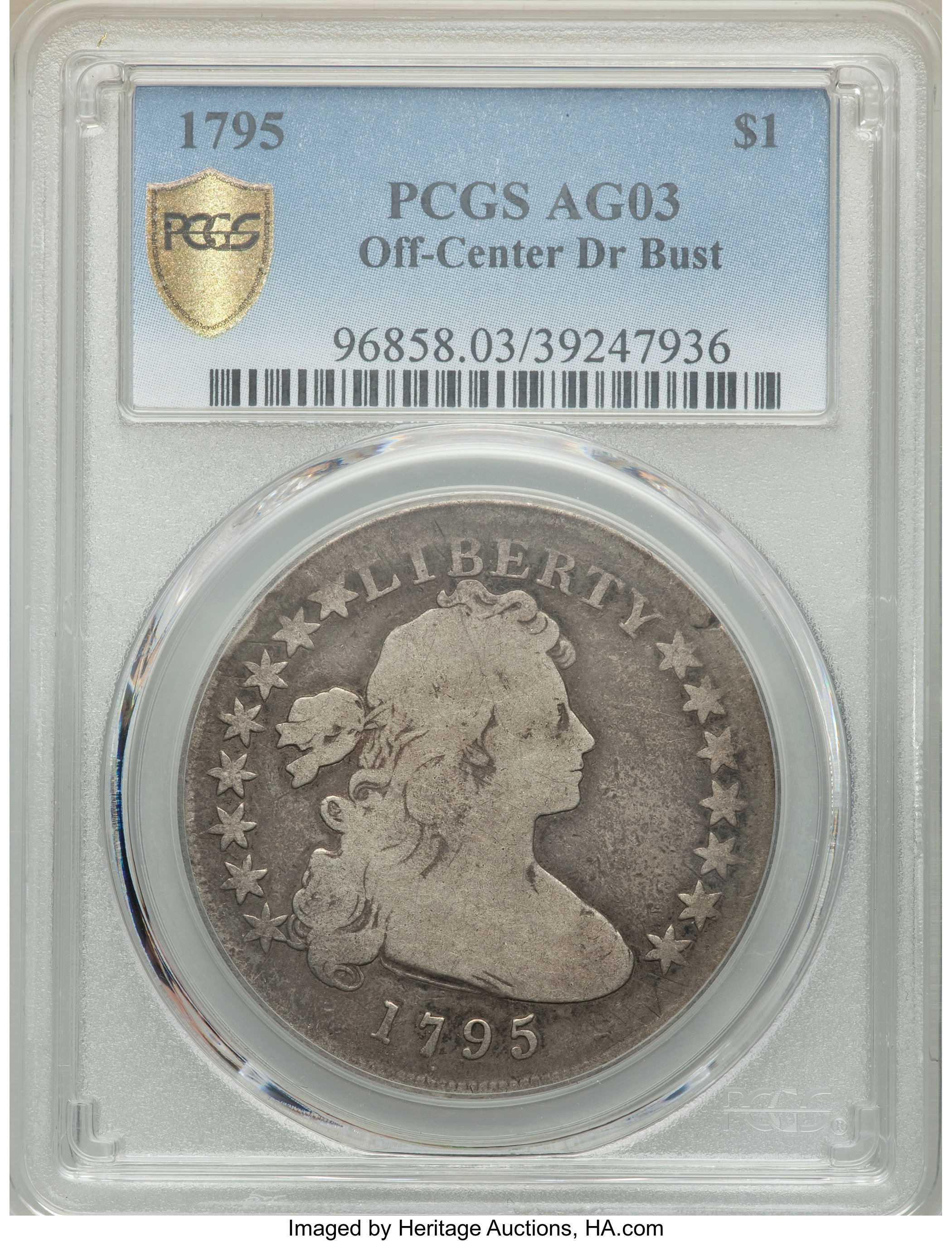 1795 $1  Draped Bust, Off-Center Bust AG2 thumbnail 4
