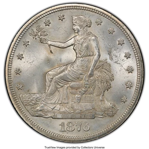 image for: 1876 T$1 MS63+ PCGS. PCGS Population: (105/165). NGC Census: (91/126). CDN: $1,250 Whsle. Bid for NGC/PCGS MS63. Mintage 45...