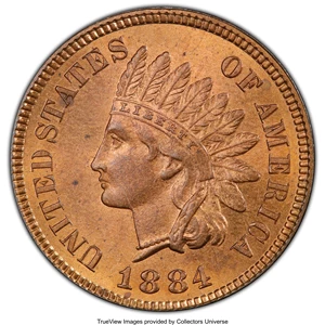 image for: 1884 1C MS65 Red and Brown PCGS. Eagle Eye Photo Seal. PCGS Population: (100/15). NGC Census: (109/27). CDN: $450 Whsle. Bi...