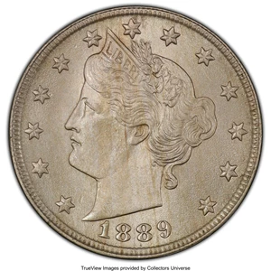 image for: 1889 5C MS65 PCGS. PCGS Population: (123/37 and 8/11+). NGC Census: (160/41 and 1/0+). CDN: $450 Whsle. Bid for NGC/PCGS MS...
