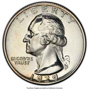 image for: 1939 25C PR65 PCGS. PCGS Population: (699/873). NGC Census: (370/641). CDN: $120 Whsle. Bid for NGC/PCGS PR65. Mintage 8,79...