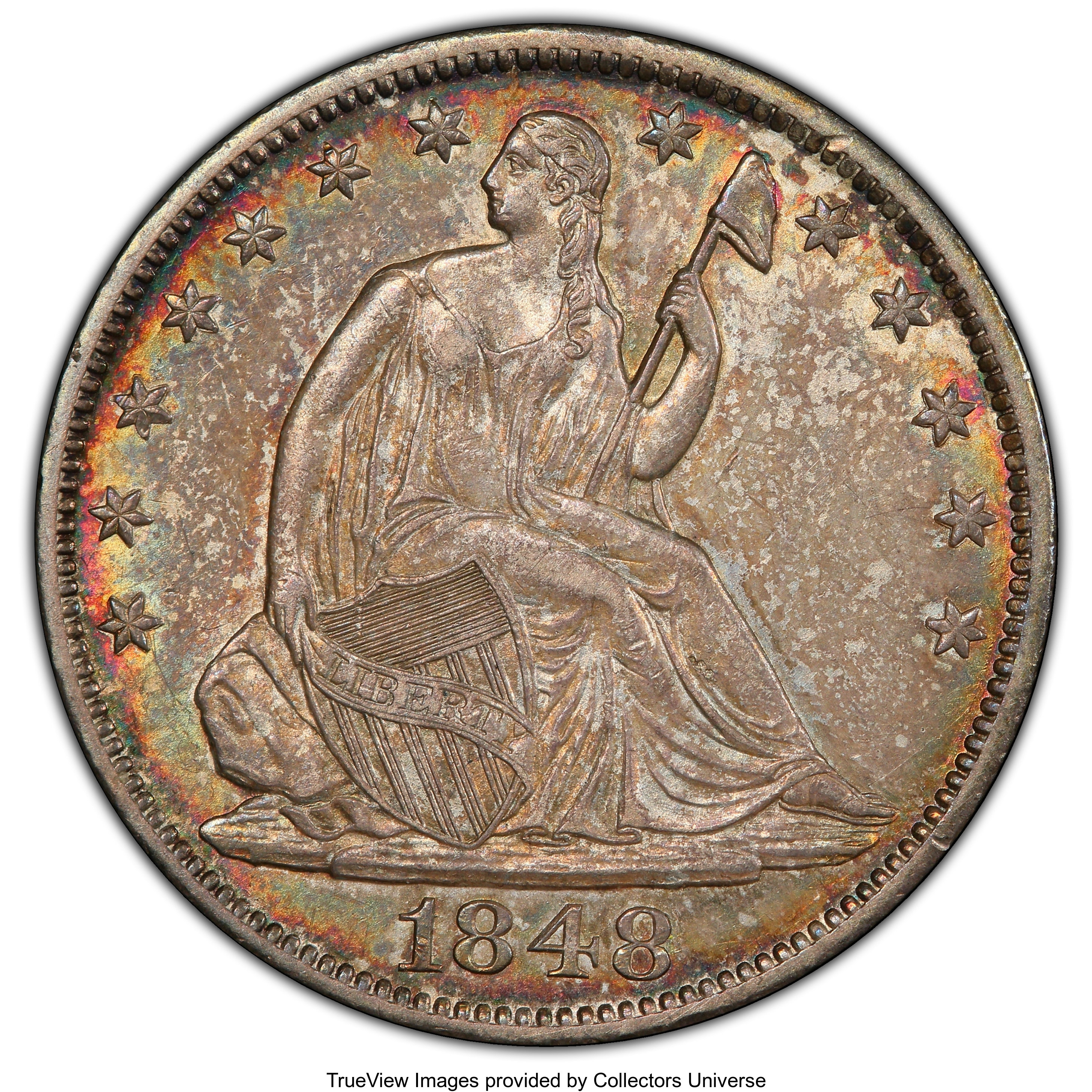 image for: 1848-O 50C AU58 PCGS. PCGS Population: (19/39 and 0/0+). NGC Census: (15/25 and 0/0+). CDN: $900 Whsle. Bid for NGC/PCGS AU...