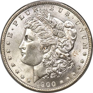 image for: 1900-O/CC $1 VAM-12, Top 100, MS66 PCGS. The overmintmark feature is prominent on VAM-12, with most of both C's visible aro...