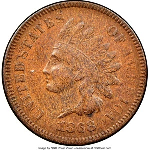 image for: 1868 1C VF20 NGC. NGC Census: (14/623). PCGS Population: (16/871). CDN: $95 Whsle. Bid for NGC/PCGS VF20. Mintage 10,266,50...