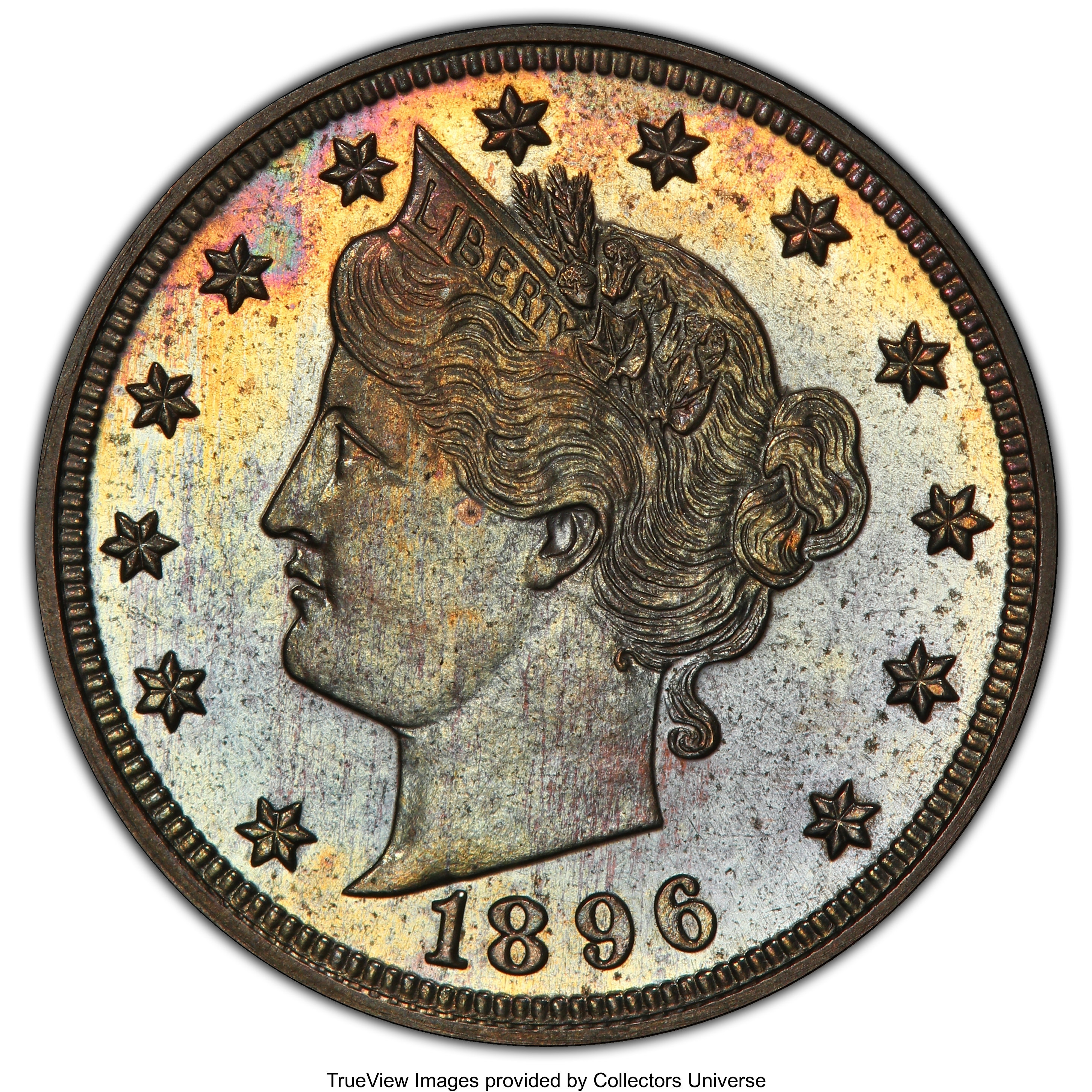 image for: 1896 5C PR65 PCGS. PCGS Population: (93/35). NGC Census: (99/46). CDN: $355 Whsle. Bid for NGC/PCGS PR65. Mintage 1,862. ...