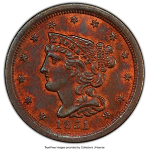 1851 Braided Hair Half Penny RB Coin Pricing Guide