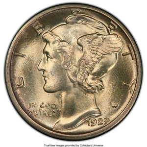 image for: 1929-S 10C MS66 Full Bands PCGS. PCGS Population: (169/52 and 17/8+). NGC Census: (26/13 and 2/0+). CDN: $650 Whsle. Bid fo...