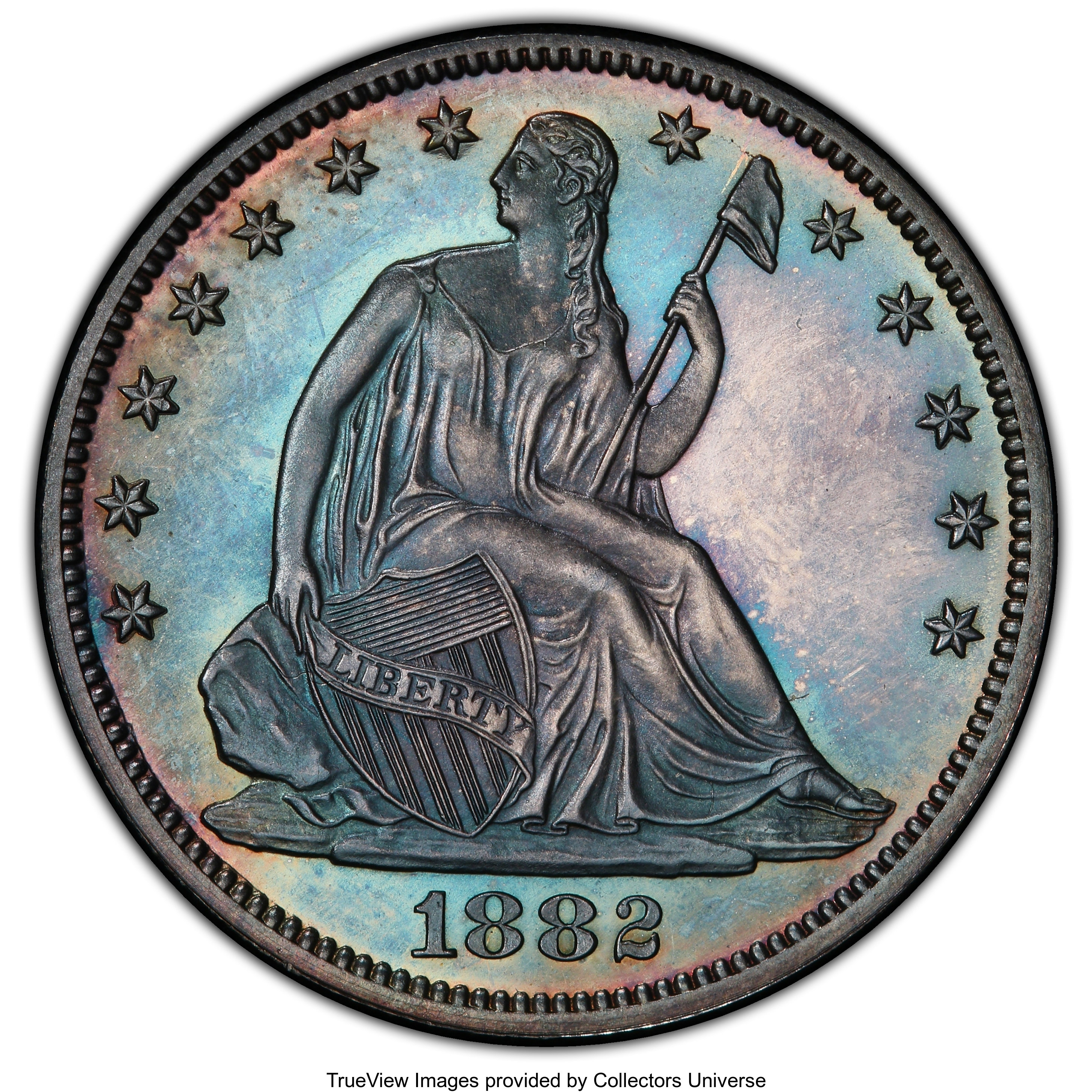 image for: 1882 50C PR65 PCGS. PCGS Population: (33/22). NGC Census: (38/22). CDN: $1,750 Whsle. Bid for NGC/PCGS PR65. Mintage 1,100....