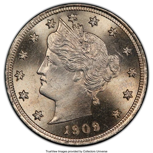 image for: 1909 5C MS65 PCGS. PCGS Population: (90/26 and 8/7+). NGC Census: (51/10 and 0/0+). CDN: $400 Whsle. Bid for NGC/PCGS MS65....