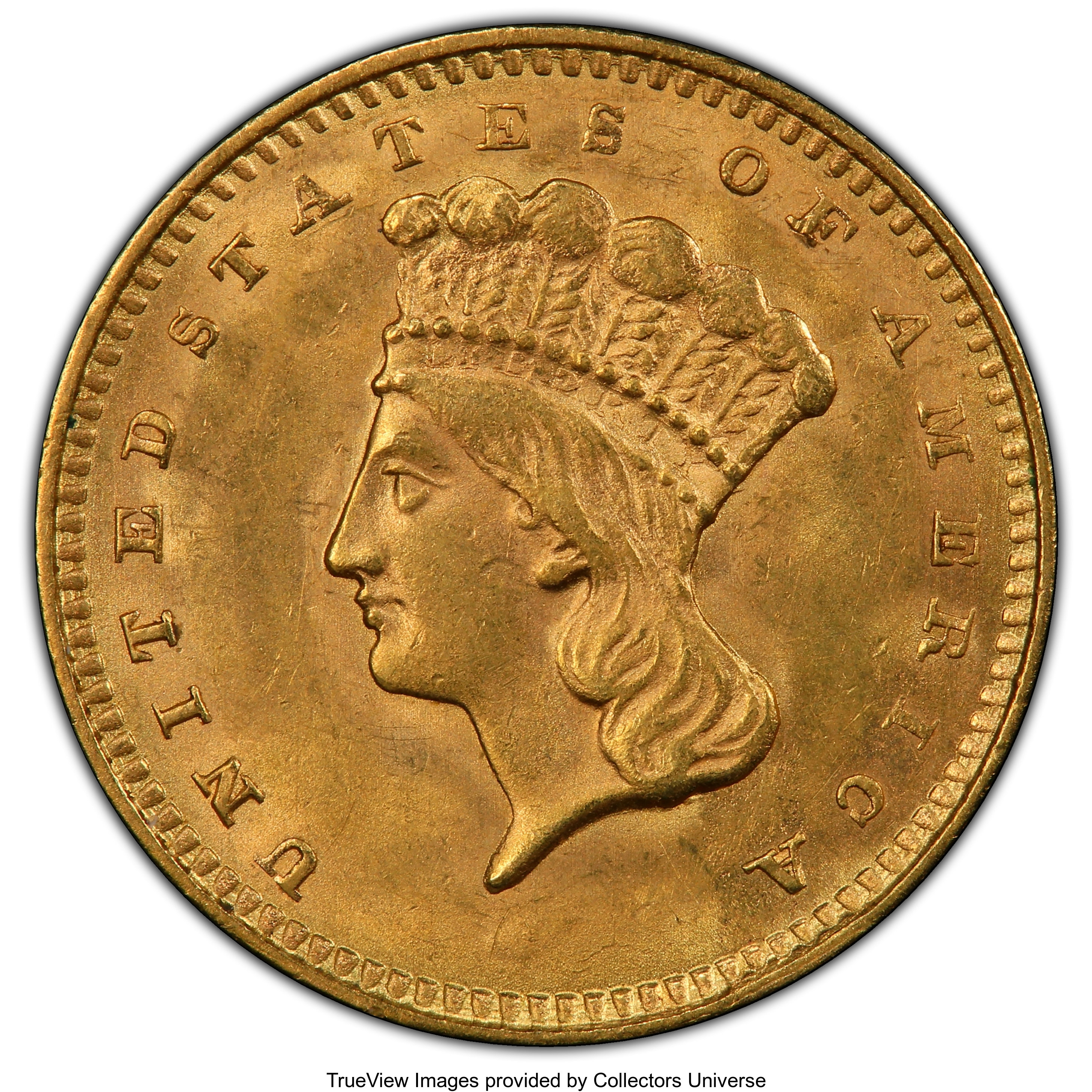 image for: 1857 G$1 MS64 PCGS. CAC. PCGS Population: (58/28). NGC Census: (36/15). CDN: $900 Whsle. Bid for NGC/PCGS MS64. Mintage 774...