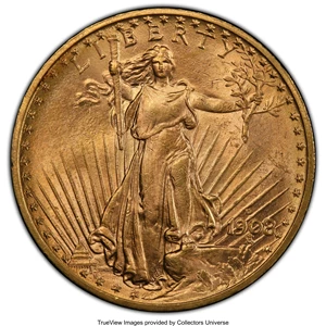 image for: 1908-D $20 No Motto MS64 PCGS. PCGS Population: (1643/302 and 52/8+). NGC Census: (611/49 and 5/1+). CDN: $1,954.40.Whsle. ...