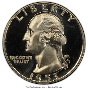 image for: 1953 25C PR67 Cameo PCGS. PCGS Population: (284/71 and 3/2+). NGC Census: (327/248 and 1/0+). PR67. ...