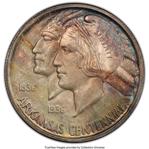 image for: 1935-S 50C Arkansas MS66 PCGS. CAC. PCGS Population: (211/27 and 21/9+). NGC Census: (108/19 and 6/3+). CDN: $265 Whsle. Bi...