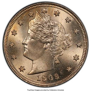 image for: 1909 5C MS65 PCGS. PCGS Population: (91/26 and 8/7+). NGC Census: (51/10 and 0/0+). CDN: $400 Whsle. Bid for NGC/PCGS MS65....