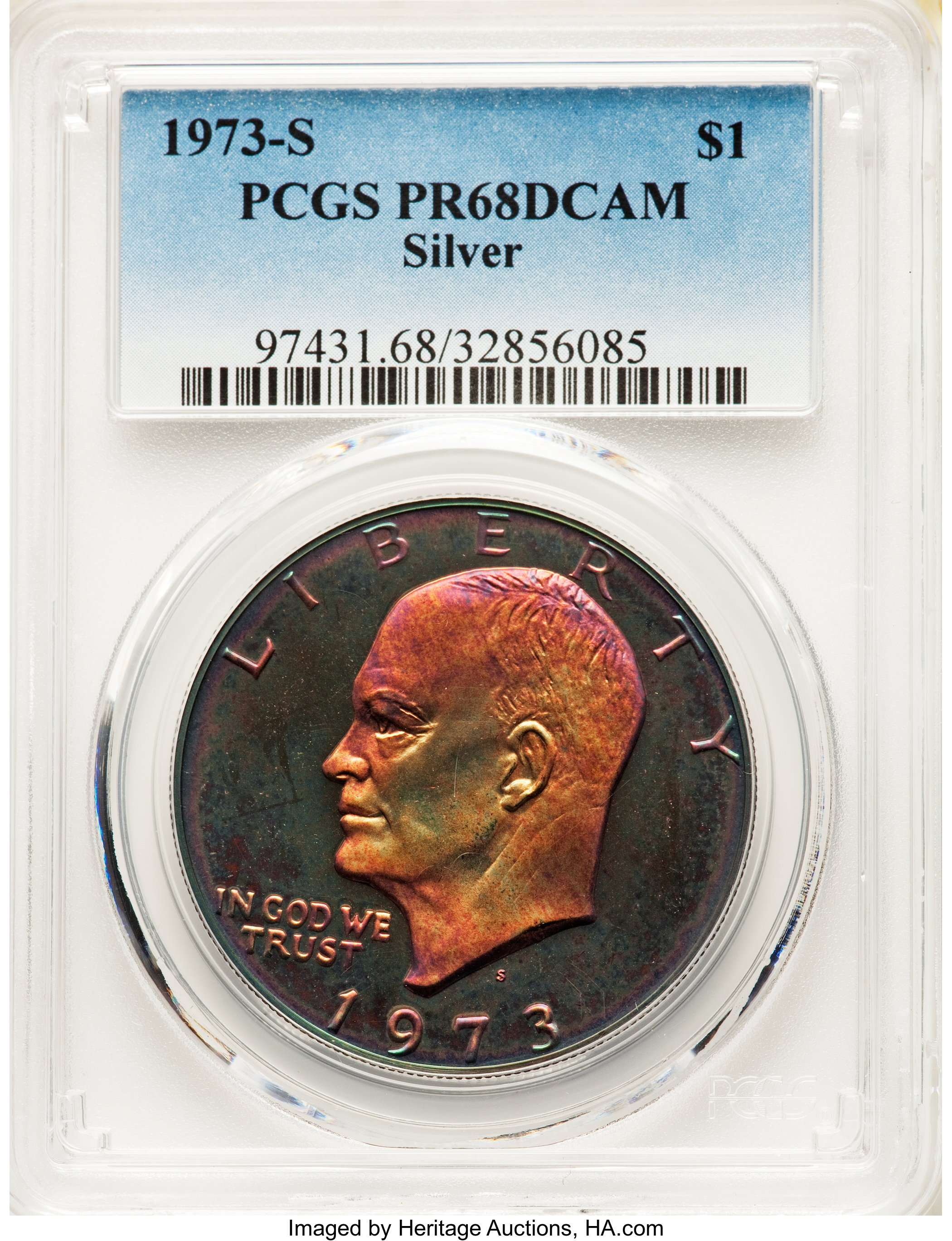 1973-S $1 Silver PR68 Deep Cameo PCGS. PCGS Population: (1377/26173). NGC Census: (497/1157). CDN: $26 Whsle. Bid for NGC/P...