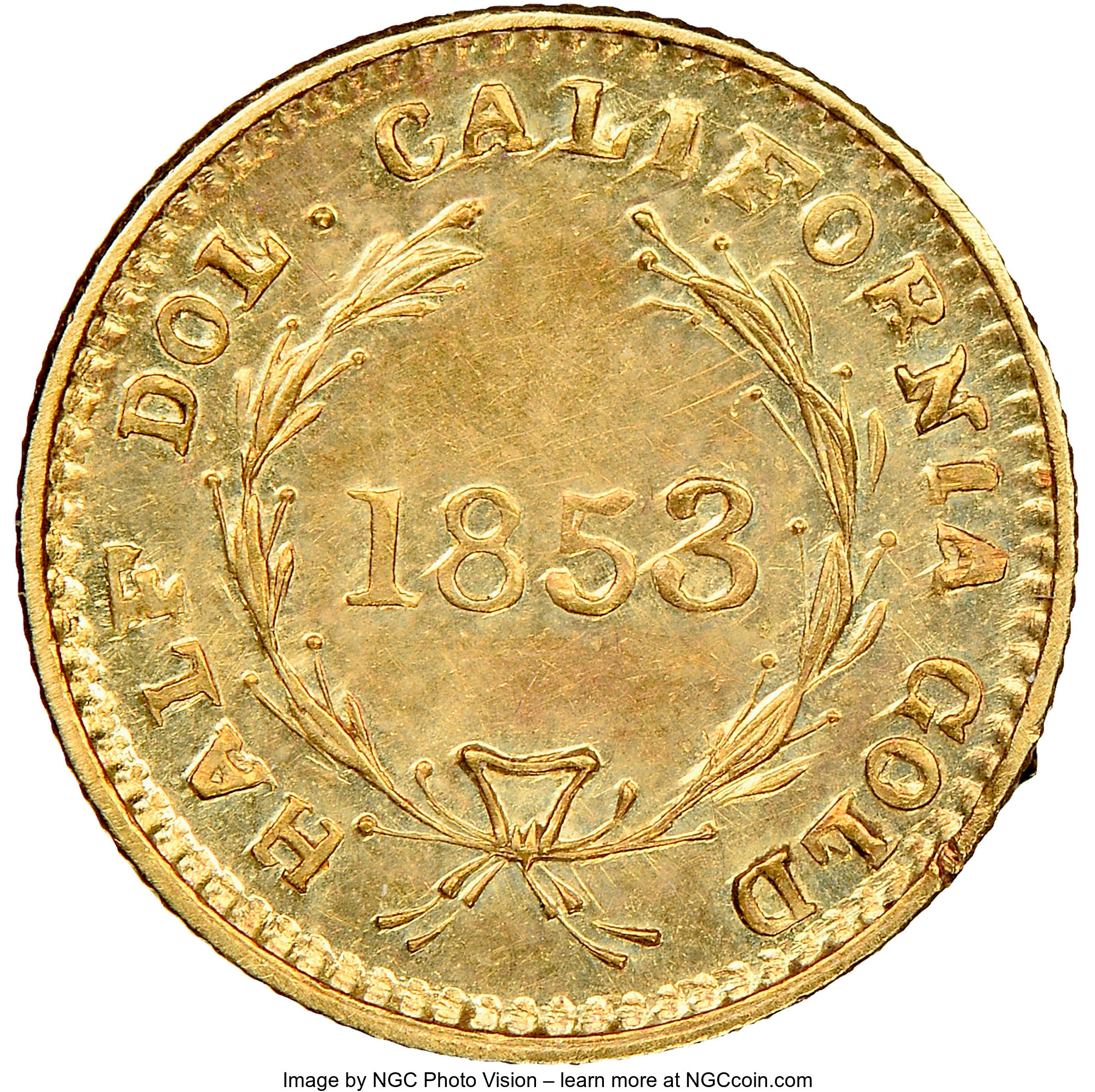 image for: 1853 50C Liberty Round 50 Cents, BG-409, R.3, MS62 NGC. NGC Census: (11/12). PCGS Population: (40/28)....