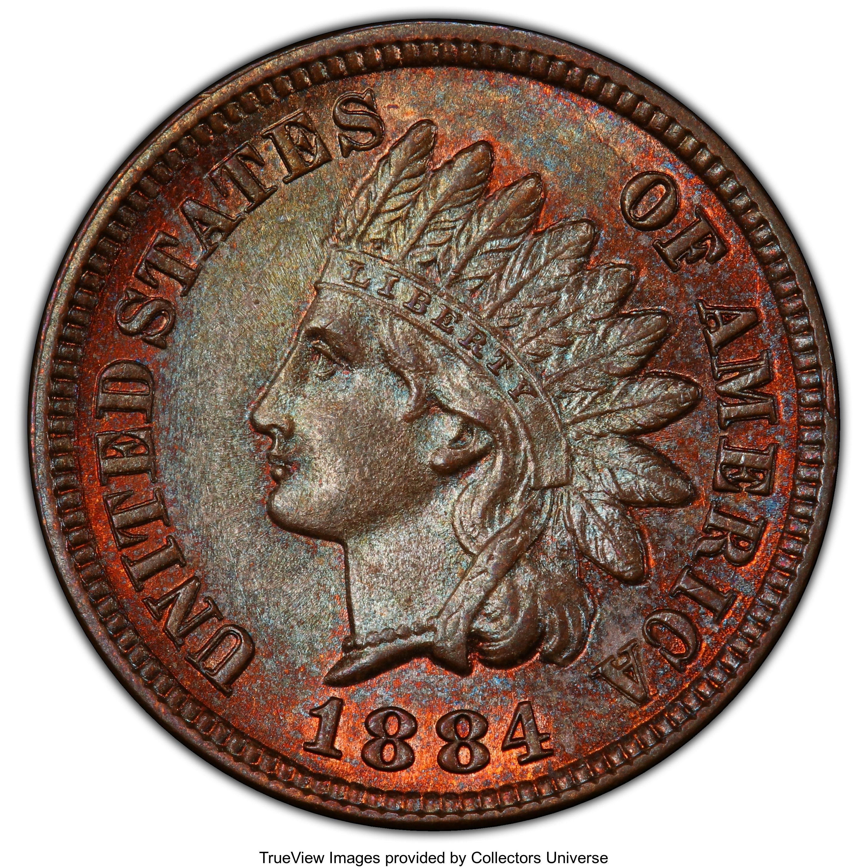 image for: 1884 1C MS64 Brown PCGS. PCGS Population: (129/42 and 0/0+). NGC Census: (116/64 and 0/1+). CDN: $130 Whsle. Bid for NGC/PC...