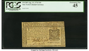 image for: New York August 13, 1776 $10 PCGS Extremely Fine 45....