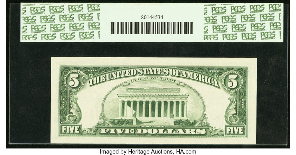 image for: Fr. 1969-K $5 1969 Federal Reserve Note. PCGS Superb Gem New 67PPQ....