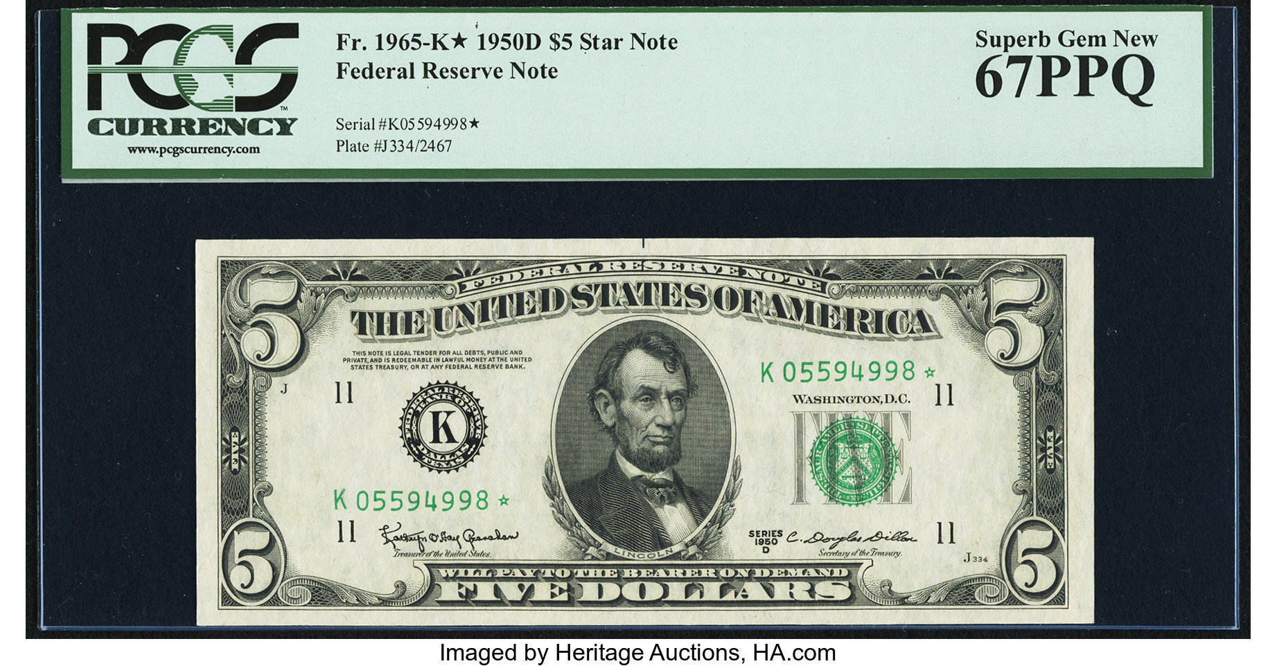 1950D $5 Replacement, Dallas (Fr. 1965K*)