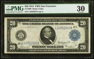 image for: Fr. 1009 $20 1914 Federal Reserve Note PMG Very Fine 30....