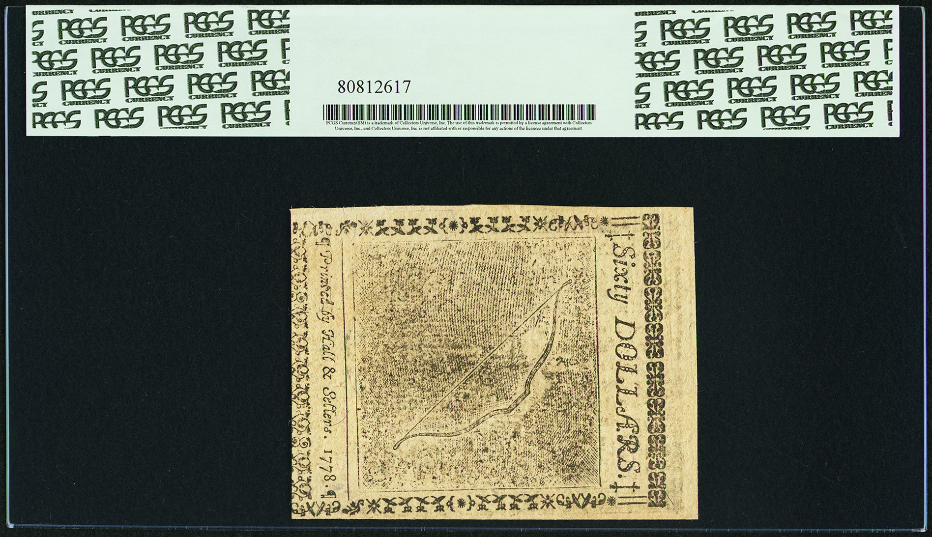 image for: Continental Currency September 26, 1778 $60 PCGS Choice New 63PPQ....