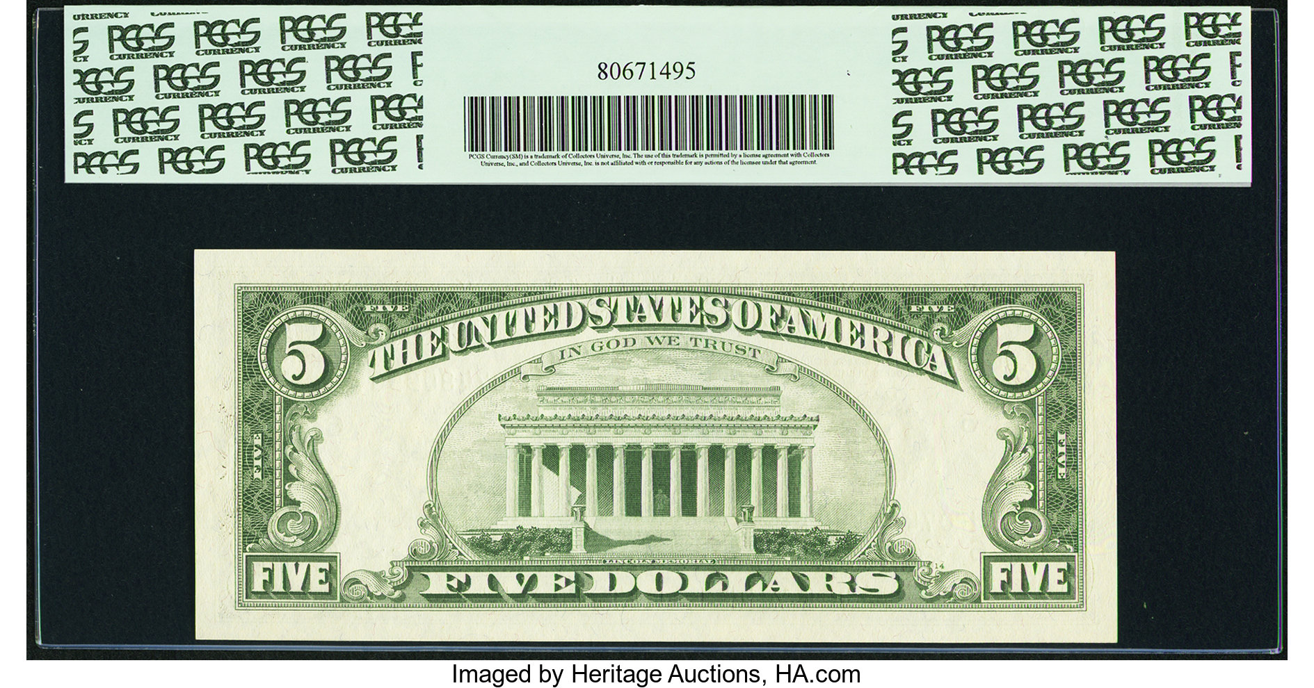 image for: Fr. 1967-F $5 1963 Federal Reserve Note. PCGS Gem New 66PPQ....