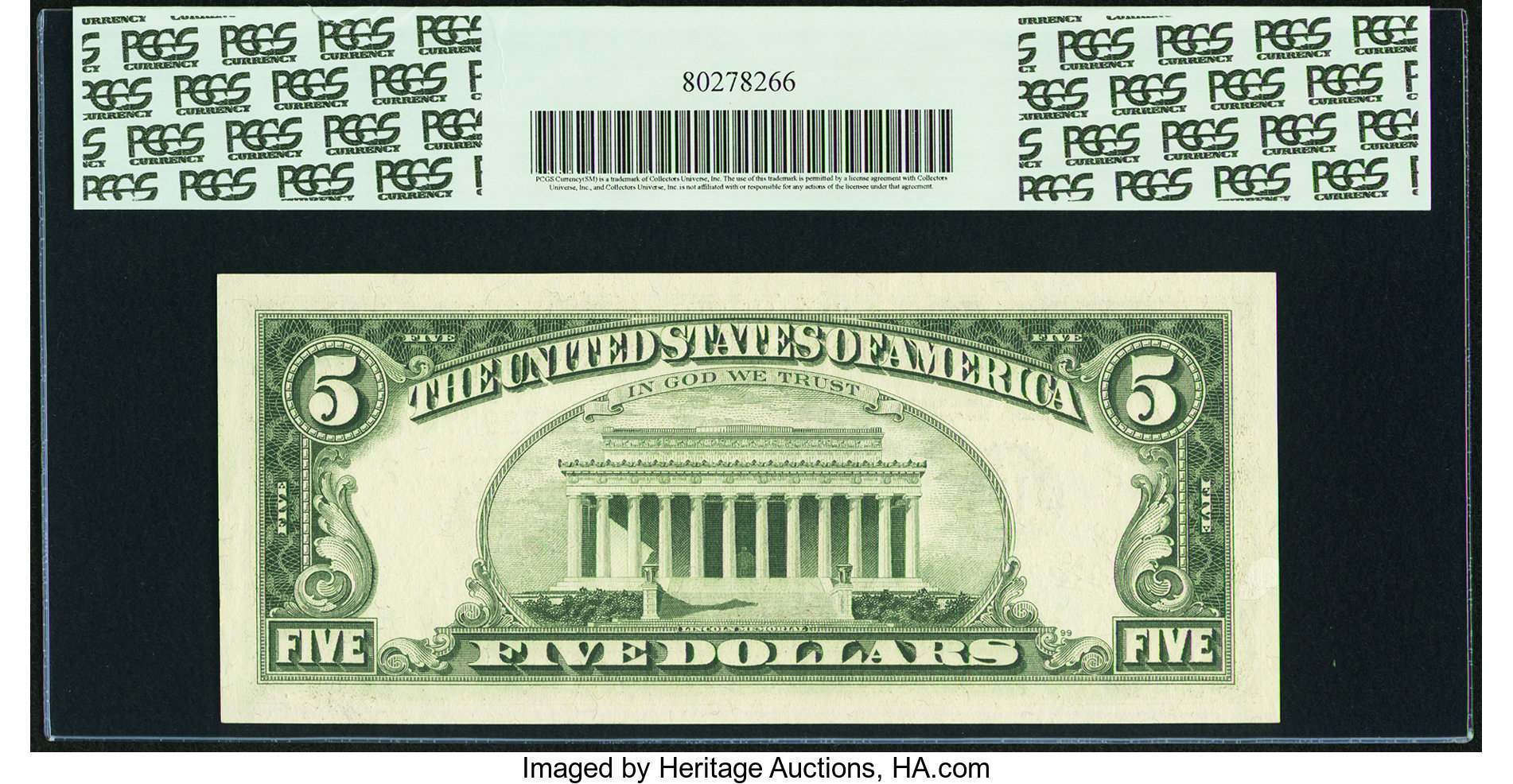 image for: Fr. 1969-B $5 1969 Federal Reserve Note. PCGS Gem New 66PPQ....