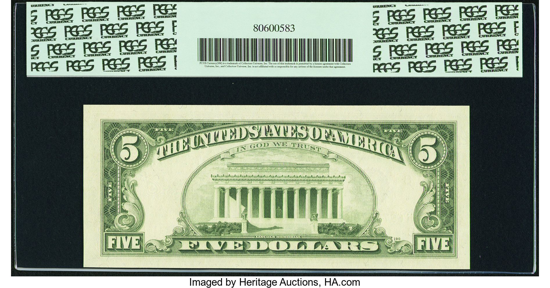 image for: Fr. 1972-H $5 1969C Federal Reserve Note. PCGS Gem New 66PPQ....