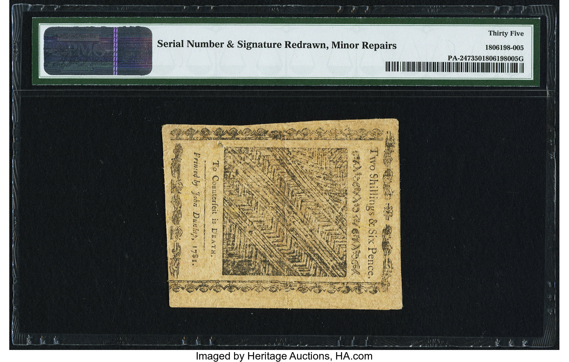 image for: Pennsylvania April 20, 1781 2s 6d PMG Choice Very Fine 35....
