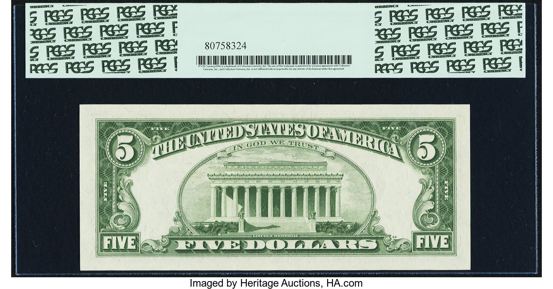 image for: Fr. 1968-L $5 1963A Federal Reserve Note. PCGS Superb Gem New 68PPQ....
