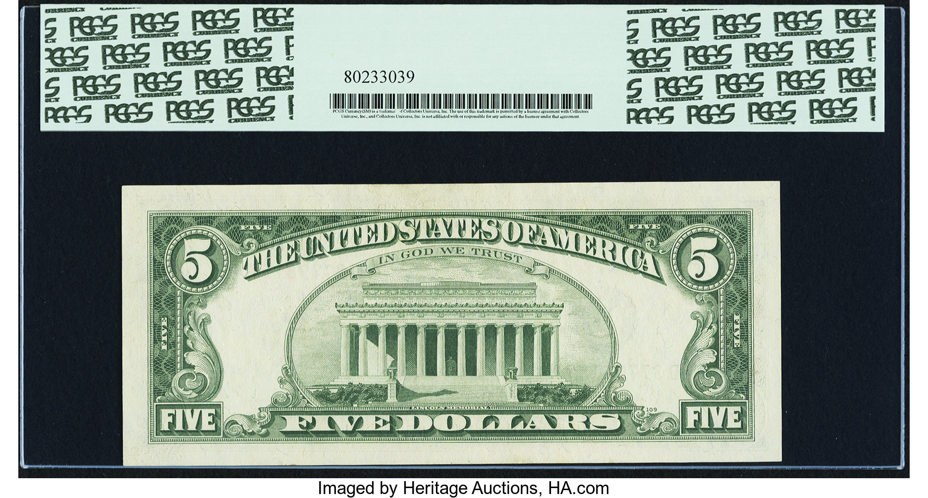 image for: Fr. 1969-D $5 1969 Federal Reserve Note. PCGS Superb Gem New 67PPQ....