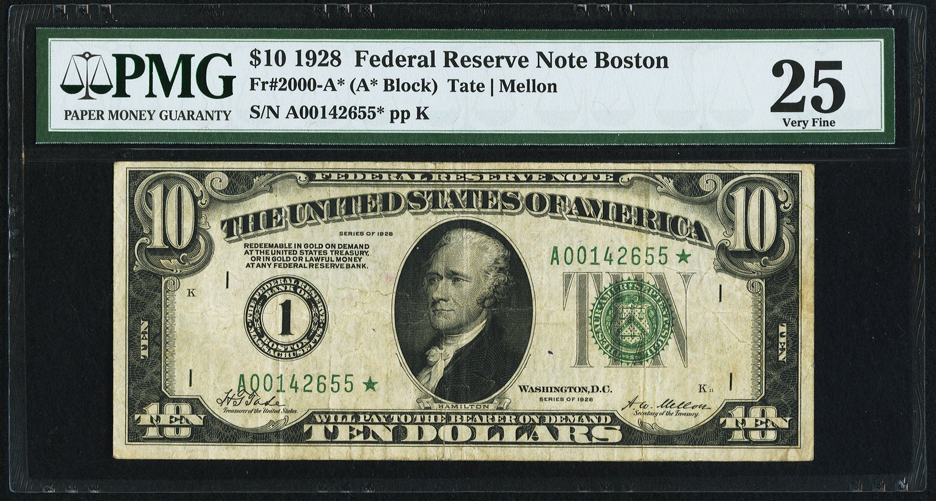 image for: Fr. 2000-A* $10 1928 Federal Reserve Star Note. PMG Very Fine 25....