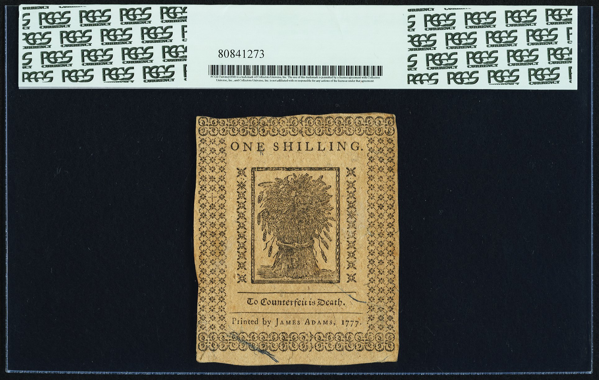 image for: Delaware May 1, 1777 1s PCGS Choice About New 58PPQ....