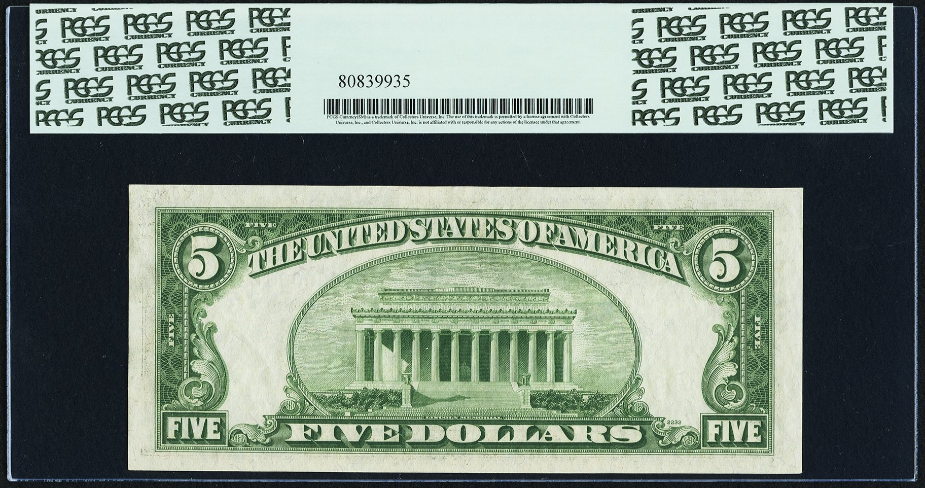 image for: Low Serial Number 36 Fr. 1962-G $5 1950A Federal Reserve Note. PCGS New 62PPQ....