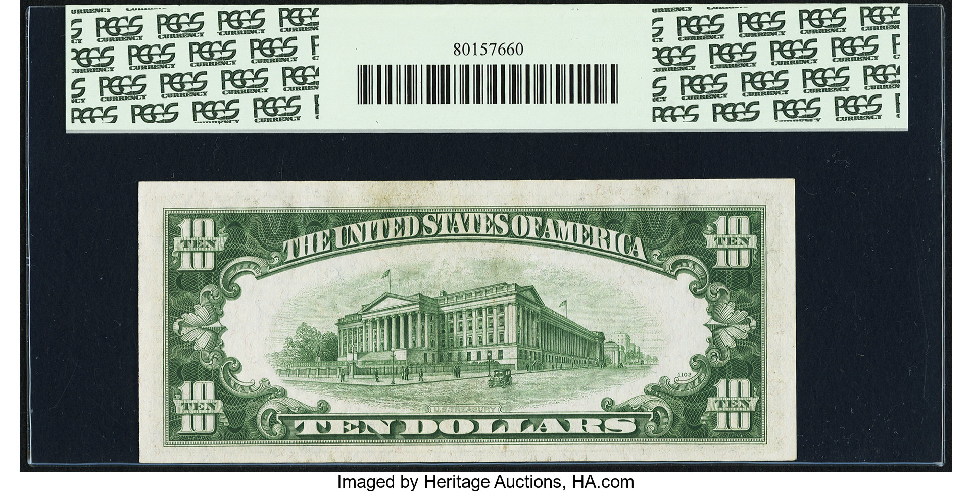 image for: Fr. 2008-B $10 1934C Wide Federal Reserve Note. PCGS Choice New 63PPQ....