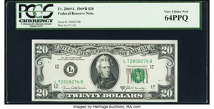 image for: Fr. 2069-L $20 1969B Federal Reserve Note. PCGS Very Choice New 64PPQ....