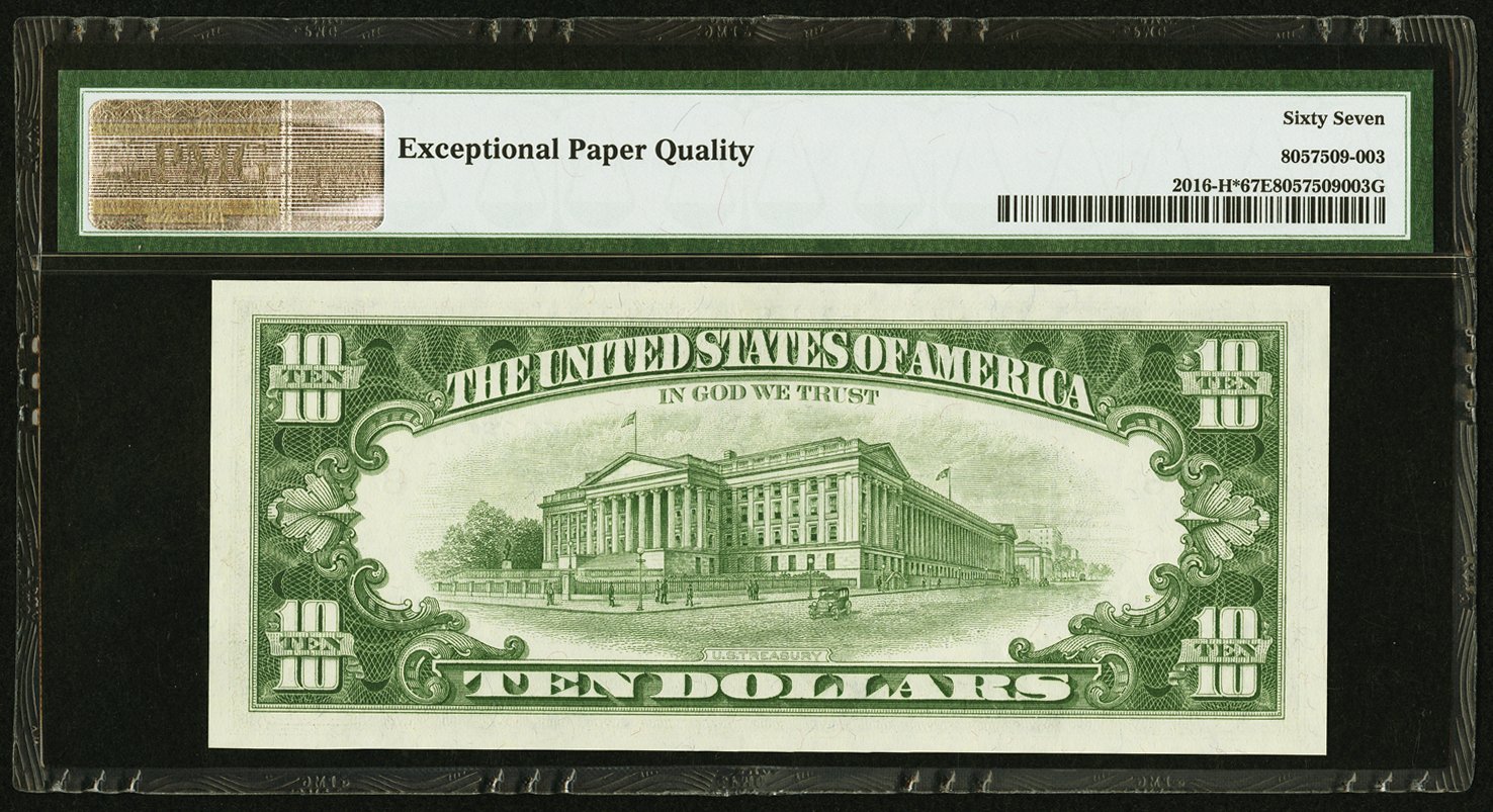 image for: Fr. 2016-H* $10 1963 Federal Reserve Star Note. PMG Superb Gem Unc 67 EPQ....