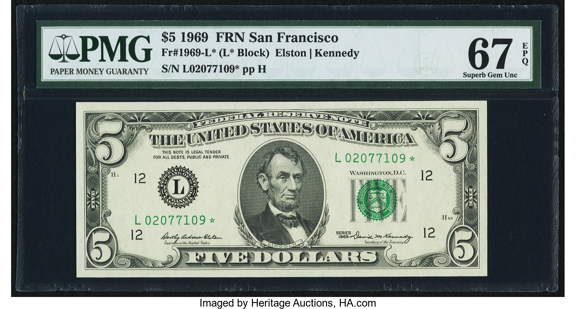 1969 $5 Replacement (Fr. 1969L*)