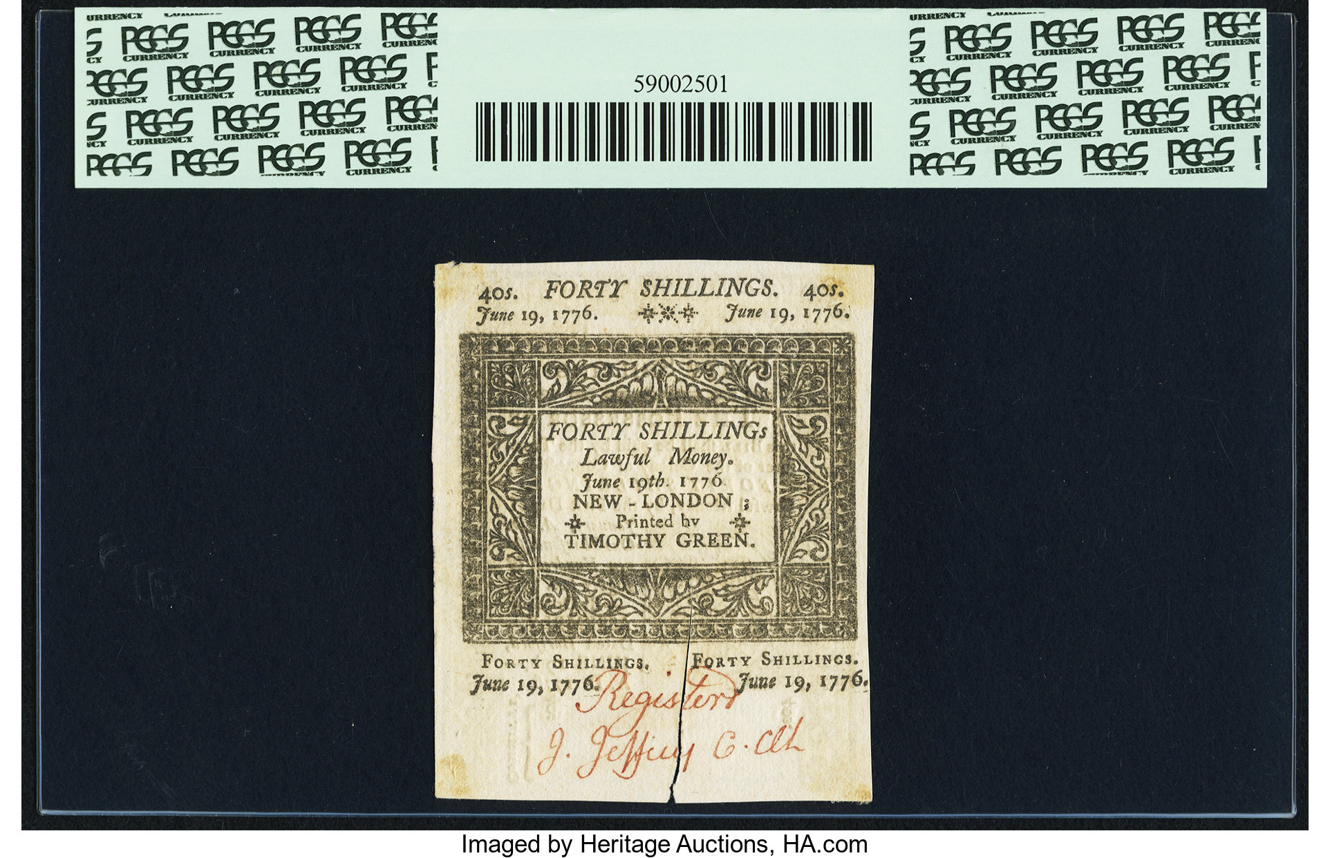 image for: Connecticut June 19, 1776 40s PCGS New 62....